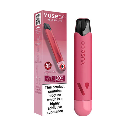 Vuse Go Reload 1000 Pen and Box Strawberry Ice