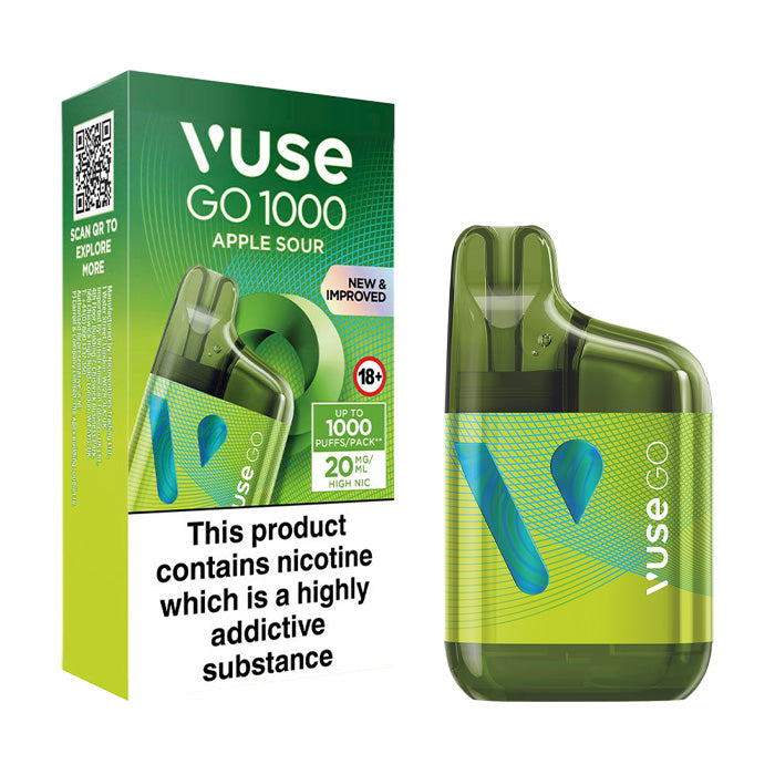 Vuse Go 1000 Box Disposable Vape and Box Apple Sour