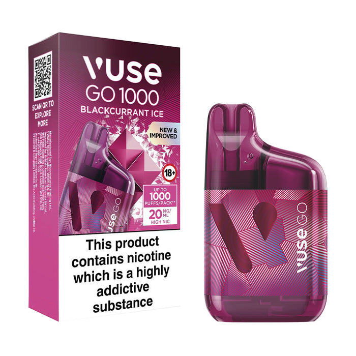 Vuse Go 1000 Box Disposable Vape and Box Blackcurrant Ice