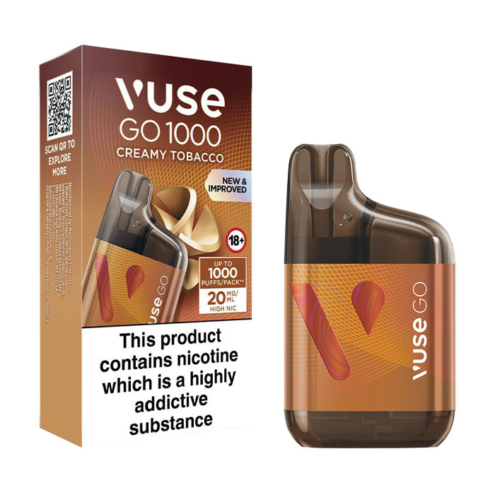 Vuse Go 1000 Box Disposable Vape and Box Creamy Tobacco