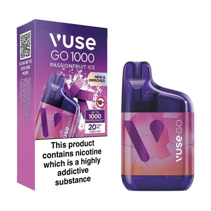 Vuse Go 1000 Box Disposable Vape and Box Passionfruit Ice