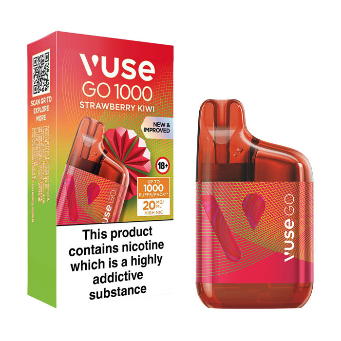 Vuse Go 1000 Box Disposable Vape and Box Strawberry Kiwi