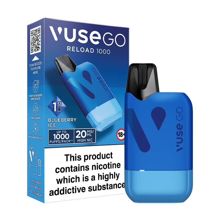 Vuse Go Reload 1000 Kit and Box Blueberry Ice