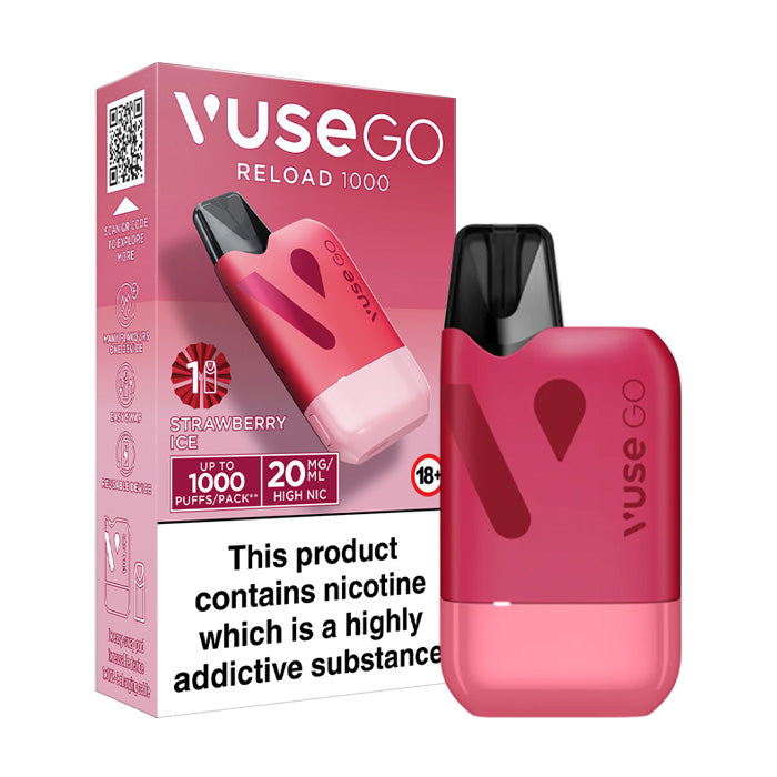 Vuse Go Reload 1000 Kit and Box Strawberry Ice