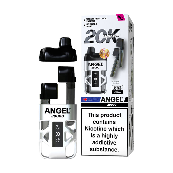 White Edition Angel 20K Pre-filled Pod Kit and Box