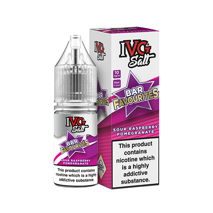 IVG Bar Favourites 10ml Nic Salt Sour Raspberry Pomegranate with Box