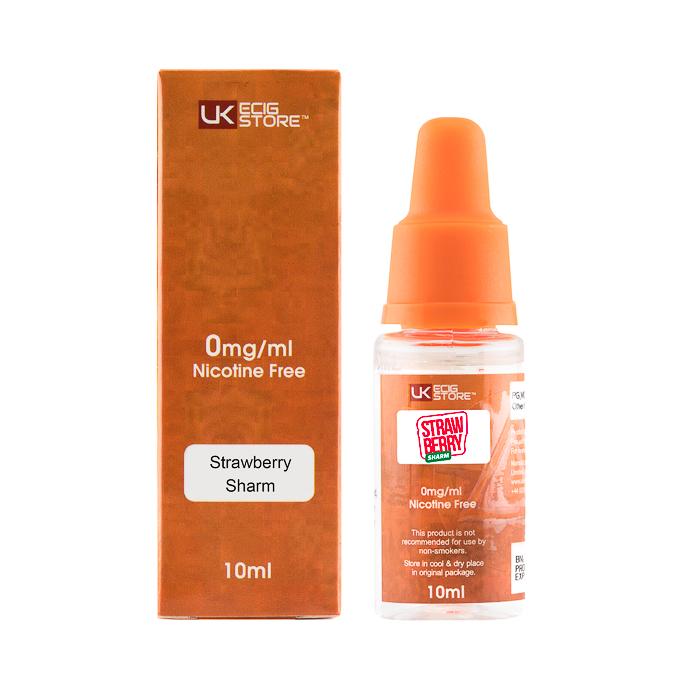 Uk Ecig Store TPD Strawberry Sharm E-Liquid - 10ml Bottle and Packaging